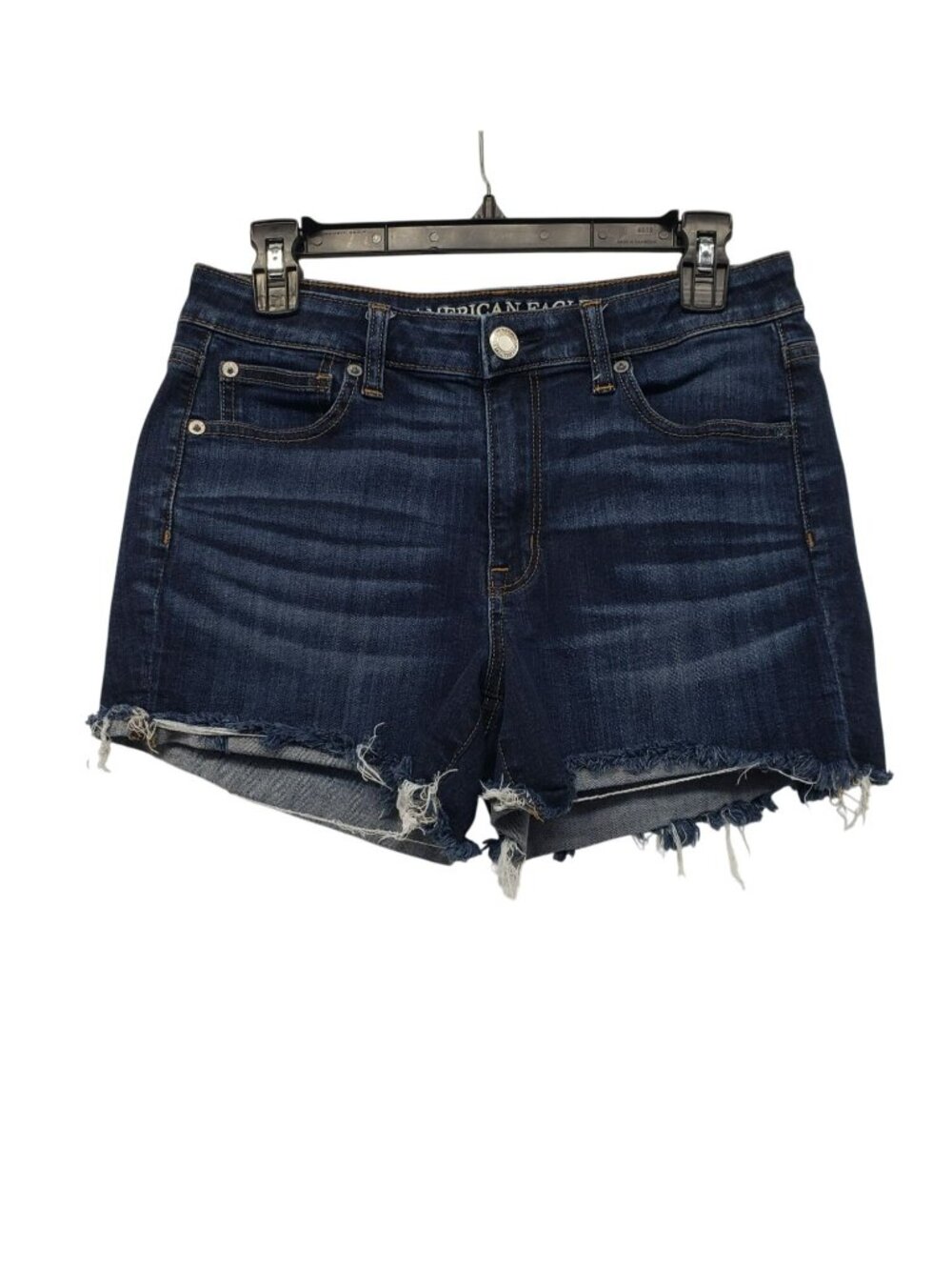 American Eagle Dark Blue Denim Cut Off Shorts 8 Super Stretch